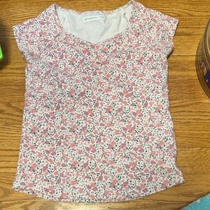 abercrombie kids Pink Floral Cotton Short Sleeve Top